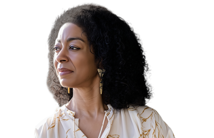 A woman looking to the side